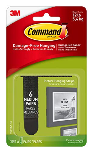 COMMAND MEDIUM PICTURE HANGING STRIP BLACK 5KG 6PAIRS