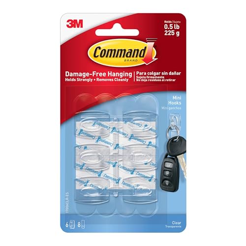 COMMAND MINI CLEAR HOOKS 225KG 6PK