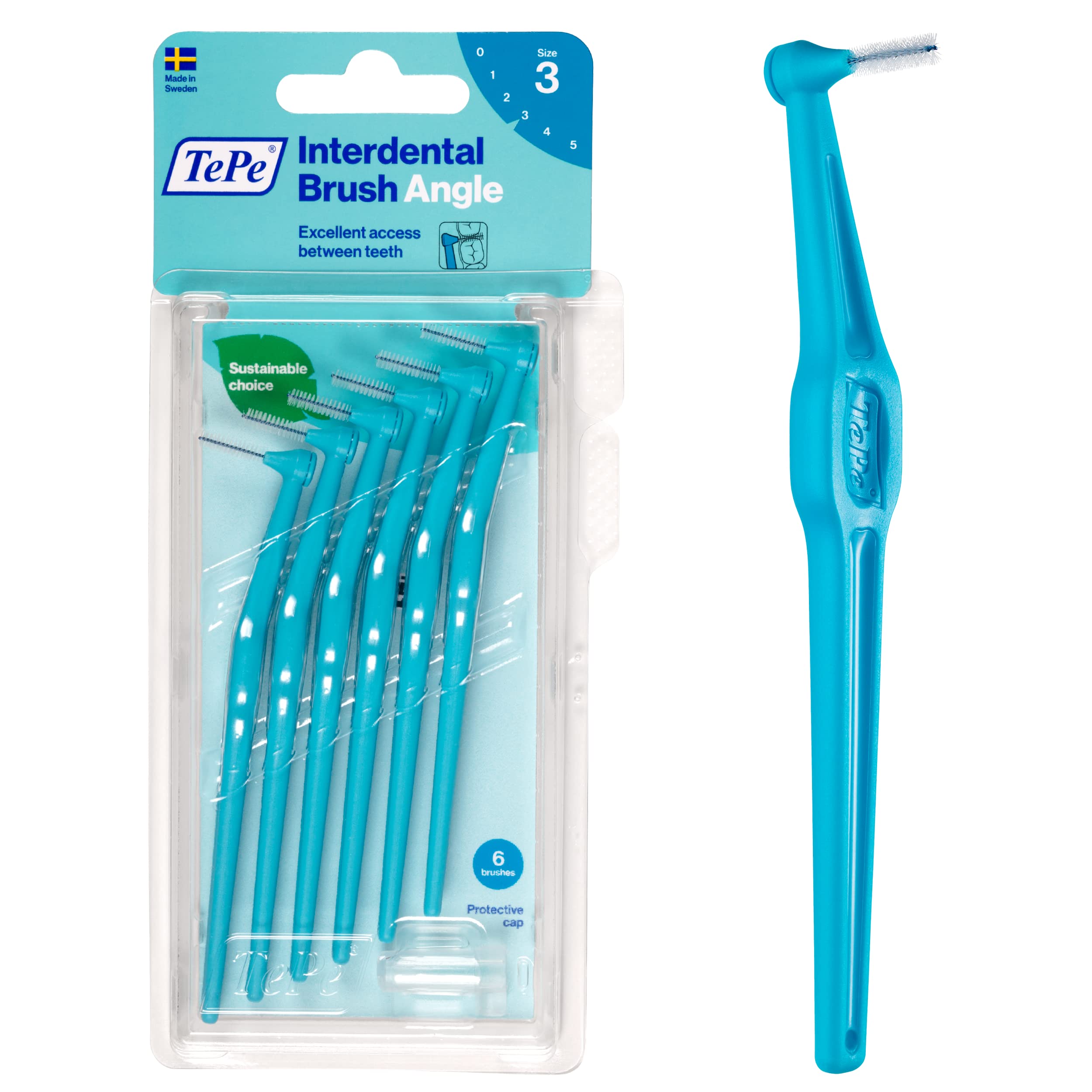 Tepe Interdental Brush Angle Blue 0.6mm ISO - Pack of 6
