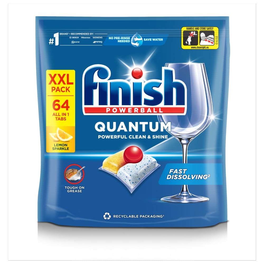 FINISH QUANTUM ALL IN 1 DISHWASHER TABLETS LEMON 64'S 