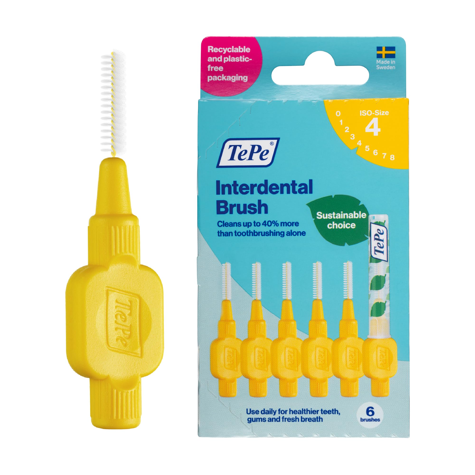 TePe Interdental Brush 0.7mm Yellow 6s (New Pack)